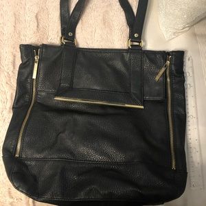 Olivia + Joy black faux-leather shoulder purse